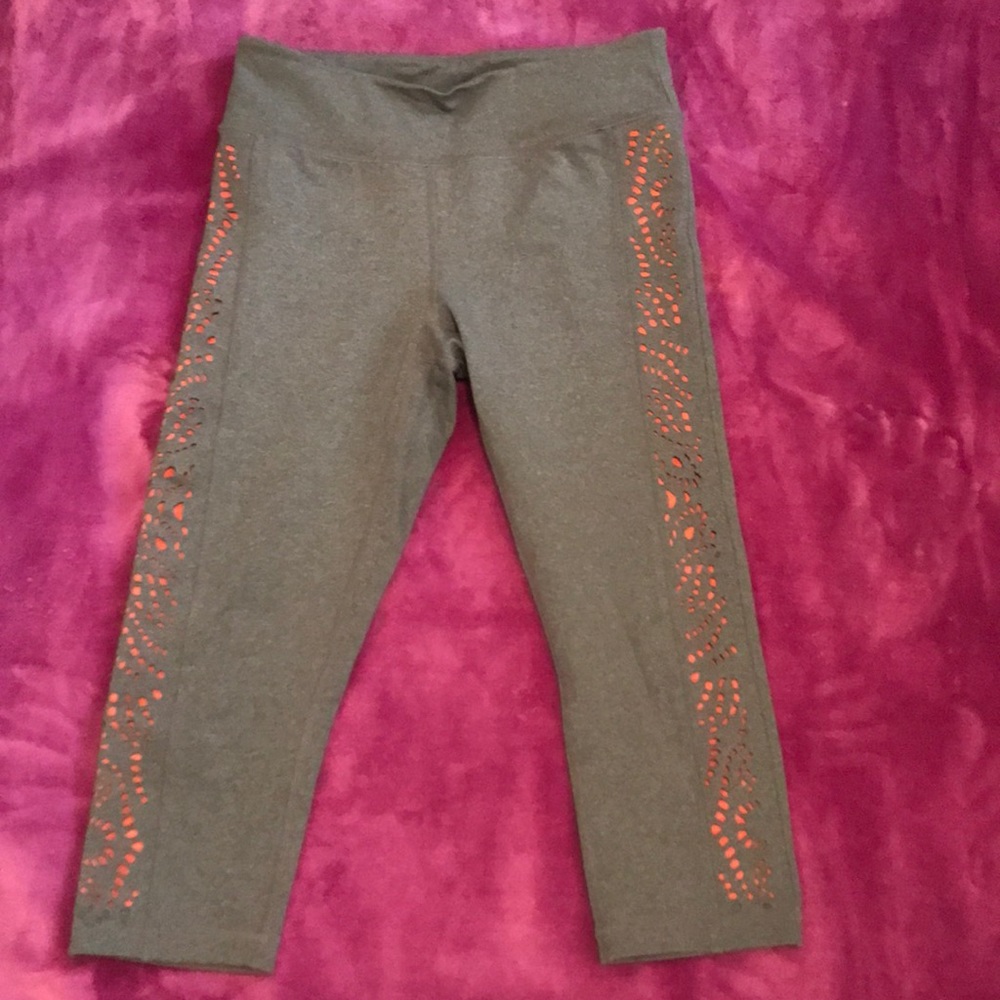 Pure and good leggings  grey with orange on sides size small